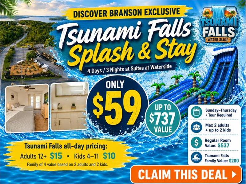 Tsunami Falls Splash & Stay Getaway